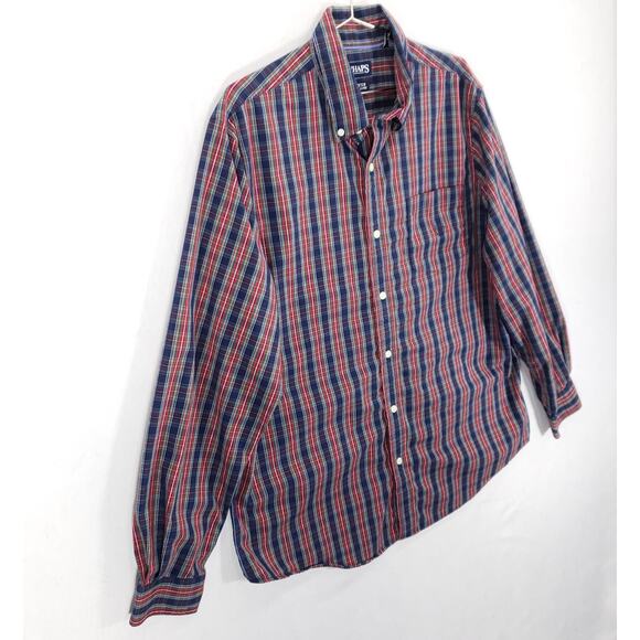 Chaps Shirt Mens Extra Large Multicolor Plaid Easy Care Stretch Button Down Top - Picture 6 of 12